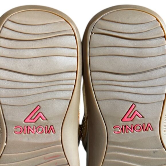 Vionic Pacific Kehoe Studded Toe Post Wedge Sandals - Tan/Brass - 9 - Picture 8 of 11